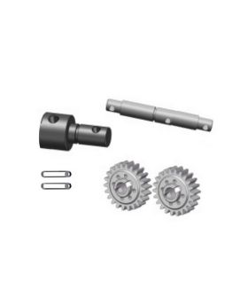 A. moottori Gear Drive Gear B. moottori Gear Axle C. Drive Shaft D. Pin 2 x 9