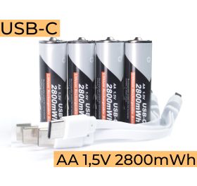 AA USB-C 2800 mWh ladattavat paristot